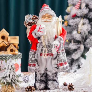 Juldekorationer realistiska snögubbe Santa Claus Desktop Standing Doll 30 45cm Father Decorations Nyår Julprydnader Semestergåvor x1020
