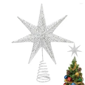 Juldekorationer Star Tree Topper 7-pekad 3D-ihålig glittrande trädtopp för ornament