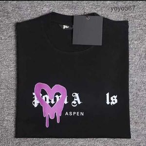 2023 Summer Mens Palms Angels T Shir Graffii Футбольные пальмы Palmangel Ciy Дизайнер Limed inkje Graffii Leer Prining Мужские женские ангелы Shir углы Tees cm47