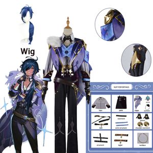 Gioco Genshin Impact Costume Cosplay Kaeya Parrucca Abiti Maschera per gli occhi Kai Ya Set completo per cosplay