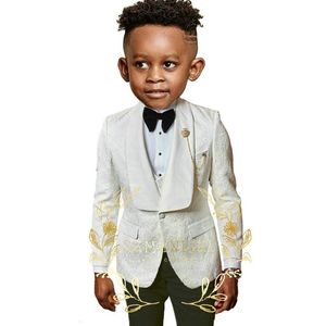 Suits White Boy Suit For Wedding Tuxedo 3 Piece Formal Party Dress Jacket Pants Vest Children's Blazer Custom Set för 3-16 år 231019