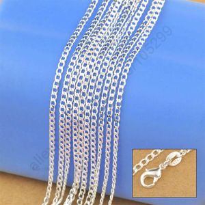 women necklace 925 Sterling Silver Necklace Genuine Chain Solid Jewelry 16-30 inches Fashion Curbwith Lobster Clasps 2185