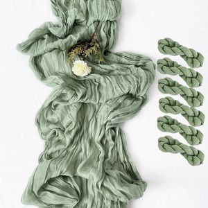 Table Runner 6PCS Sage Semi-Sheer Gauze Table Runner Cheesecloth Table Setting Dining Wedding Party Christmas Banquets Arches Cake Decor 231019