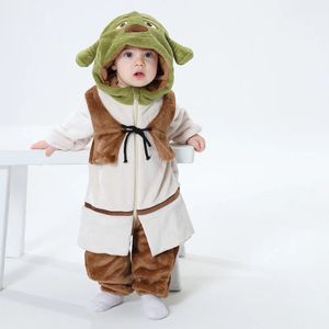 Rompers Baby Rompers Shrek Cosplay Clothes 0-3Y Toddler Boy Girl Anime Onesie Zipper Flannel Warm Bebe Kawaii Infant born Costumes 231020