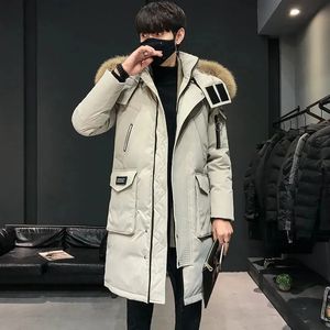 Mäns västar Vinter varma jacka 2023 Tjock casual huva Långt ner Windbreaker Coat Brand Overized Black Windproect Parkas 231020