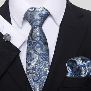 Naszyka Świetna jakość 100 Jedwabny krawat Zestaw Mankiety dla mężczyzn Purple Hombre Formal Clothing Paisley 231019