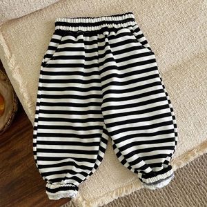 Trousers Toddler Boy School Pants Cotton Striped Casual Loose Children Clothing Unisex Autumn Girls