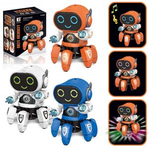 Electronics Robots Intelligent Electronic Dancing Robot Toy LED Colorful Flash Light Music Walking Robot For Kids Education Xmas Gifts 231020