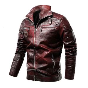 Men's Leather Faux Mcikkny Fashion Winter Pu Jackets Stand Collar Fleece Lined Outwear Coats For Male Size L 4XL Windbreak 231020