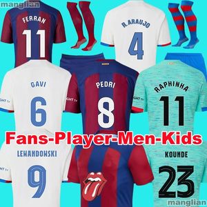 23 24 Camisetas de Football Soccer Jerseys Pedri Lewandowski Gavi 2023 2024 FC Balde Ferran Raphinha Barcelona Dest Football Shirt Men Barca Kit Kids Equipments