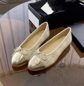 Clássico básico paris couros tweed pano splice arco redondo sapato de balé moda marca designer apartamentos sapatos femininos tories 35-42 2024 s 86 s