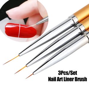 Strumenti per il trucco 3 pezzi French Stripe Nail Art Liner Brush Set 3D Tips Line Stripes Penna da disegno fai da te Pennelli gel UV Pittura manicure 231020