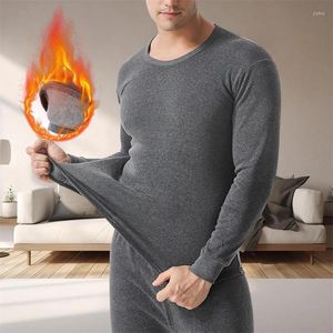 Men's Thermal Underwear Winter Clothing Pants Suit Warm Fleece Lined Long Johns Tops 2023 Sleeve T-Shirt