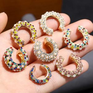 Stud 1pc Fashion Women Solid CZ Cuff Earrings C-shaped Cubic Zirconia Ear Cuff Statement No Piercing Earrings Gift Party Accessories 231019