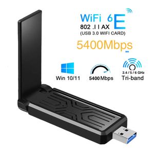 WI FI FINDERS 5400MBPS WIFI 6E Network Card USB 3 0 Adapter TRI Band 2 4G 5G 6G Mottagare Dongle för Laptop Windows 10 11 Driver Free 231019