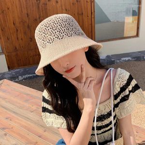 BERETS 2023 KOREAN STYLE SUMMER HAT FEMALE DISTERFIED HOLLOW MESH BACKET TRAVEL TRAVEL VACATION SUN PRUSTIUNCE WASHBASIN