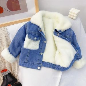 Coat 26 Years OId Thick Warm Kids Boys Girls Denim Coat Velvet Fur Jackets Outerwear Autumn Winter Children Overcoat 231019