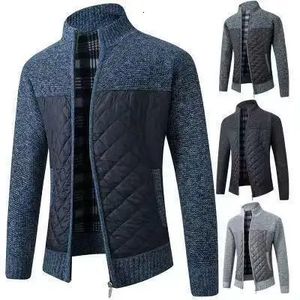 Coletes masculinos 2024 elegante e aconchegante casaco de gola alta com zíper perfeito para outono inverno plussize malha de manga comprida 231020