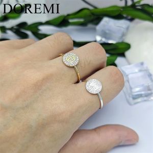 Anéis de casamento Doremi meninas mulheres carta inicial anel mirco pave zircon letras de pedra completa personalizado anel meninas jóias 231020