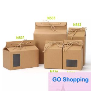 Wholesale Tea Packaging Box Gift Wrap Cardboard Kraft Paper Bag Folded Food Nut Food Storage Standing Up Packing