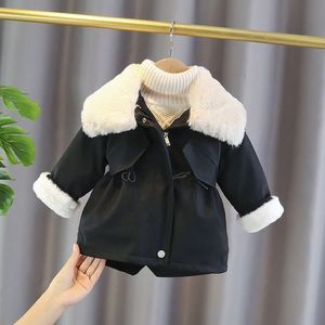 Down Coat Winter Plus Velvet Warm Kids Windbreaker Jackets For Girls Coat New Fashion Children's Outerwear 1-6 Years Toddler Girl Clothes 231020