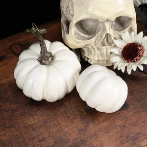 Decorative Flowers 6pcs Artificial Pumpkins White Pumpkin Vegetables For Harvest Thanksgiving Party Decor