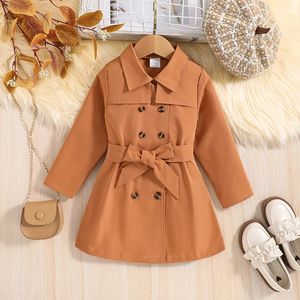 Coat 2023 Autumn New Jacket For Girls 4-7 Years Brown Trench Coat For Girls Stylish Girls Vacation Holiday Clothes Kids Clothes coat 231020