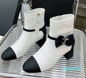 2023 BOOTIES Woman Boots Boots chunky keel zipper shasal lambbskin the high cut sneaker bow