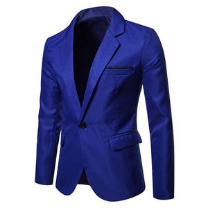Giacca blazer blu royal Uomo Blazer casual Autunno Primavera Moda Abito slim Uomo Blazer Masculino Abbigliamento Vetement Homme der Anzu231t