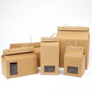 Tea Packaging Box Gift Wrap Cardboard Kraft Paper Bag Folded Food Nut Food Storage Standing Up Packing Fashion