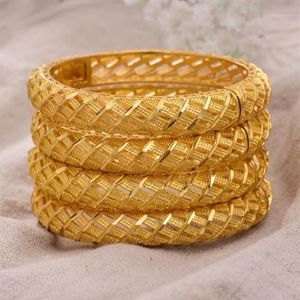Annayoyo 4Pcs lot 24K Dubai India Ethiopian Gold Filled Color Bangles For Women girls party jewelry Bangles&Bracelet gifts1257k