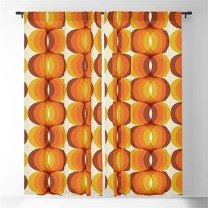 Curtain Orange Brown and Ivory Retro Waves Blackout Curtains 3D Print Window Curtains for Bedroom Living Room Decor Window Treatments 231019