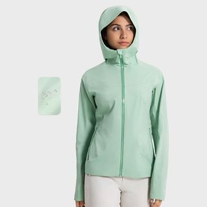 L-W044 Utomhusjackor Kvinnor Vandring Camping Rain Jacket Lätt vindtät kappa Dot Matrix Reflekterande Huva bergsklättringskläder