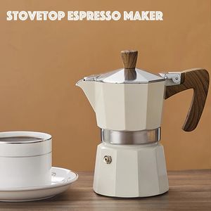 Kaffekrukor Espresso kaffestillverkare Moka Pots Italian Coffee Machine Aluminium Geyser Kettle Latte Stove Classic Coffeeware Filters 150/300 ml 231018