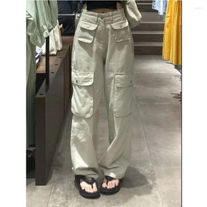 Calças de brim femininas multi bolso carga denim calça plus size jean calças femininas moda casual y2k calças harajuku em linha reta longo 2023