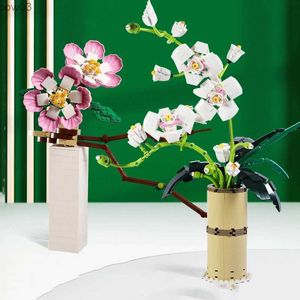 Blocks Valentine's Day Bouquet Building Blocks Home Furnishing Bonsai Plant Romantic Rose Flower Model DIY Assembled Brick Girl Gift R231020