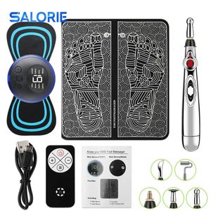 Foot Massager EMS Foot Massager Mat med Controller Electronic Acupuncture Pen Electrical Muscle Stimulation Massage Electric Neck Massager 231020