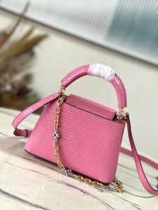 Designer Capucines Handbags Lizard Grain Leather Chains Tote Bags Ornate Clasp Top Handle Handbag Letter and Flower Print Shoulder Bags Women Wedding Clutch Purse