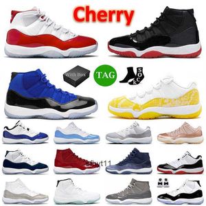 J11 Cherry XI 11 11s Basketball Shoes With Low Cement Grey High Bred Top Jumpman Big Size 13 Space Jam DMP Mens Women Retro Sneakers 36-47