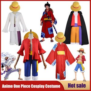 Cosplay Anime One Piece Costume Cosplay Cappello di Paglia Ragazzo Country Monkey D. Rufy Vestiti Festa di Natale Carnevale Adulti Bambini Pantaloncini Kimono
