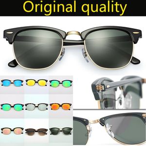 Óculos de sol clássico estilo 51mm, óculos de sol para homens e mulheres, armação de acetato, lentes de vidro real, óculos de sol femininos