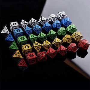 Utomhusspel Aktiviteter mångsidig 7Die Dice Set -spel för TRPG DND -tillbehör Polyhedral D4 D6 D8 D10 D12 D20 Brädkort Matematik 231020