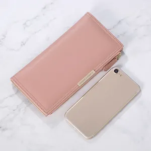 Wallets Stylish Solid-color Clutchs With Small Metal Decor Ultra-thin Large Capacity Coin Purse For Women Girls Portefeuille Hommes