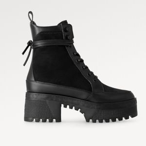 Designer Booties High Heels Boots Women Black Leather Laineate Platform Desert Boot Shoes 35-41