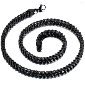 Chains 6mm Width Mens Stainless Steel Black Classic Square Cuban Curb Link Chain Men Necklace Long298h