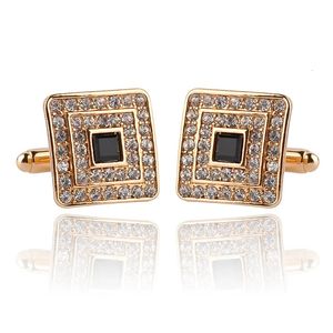 Cuff Links Luxury Men's Cuff Links Rhinestone Crystal Business Lawyer Square Cufflinks Cuff Botton Fashion Men's French Shirt Cufflinks 231020