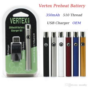 Vertex CB Förvärmbatteri 350mAh Batteris Slim Pen Prequing Charger Kit 510 Tråd Batteriknapp Justerbar spänning Förvärm