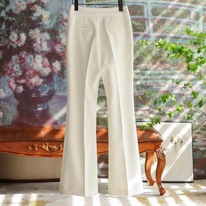 Women's Pants 2023 Pure Color Front Splitting Office Lady Bell Bottoms High Waist Straight Long Leg Casual Aesthetic Clothing