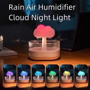 Steamer 2023 Regenwolken-Nachtlicht-Luftbefeuchter mit Regenwassertropfen-Sound und 7-Farben-LED-Diffusor für ätherische Öle, Aromatherapie 231020