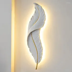 Duvar lambası Modern İskandinav Lüks LED lambalar Yatak Odası Oturma Odası Tüy Başucu Acconları İç Mekan Aydınlatma Armatürleri Ev Dekorasyonu